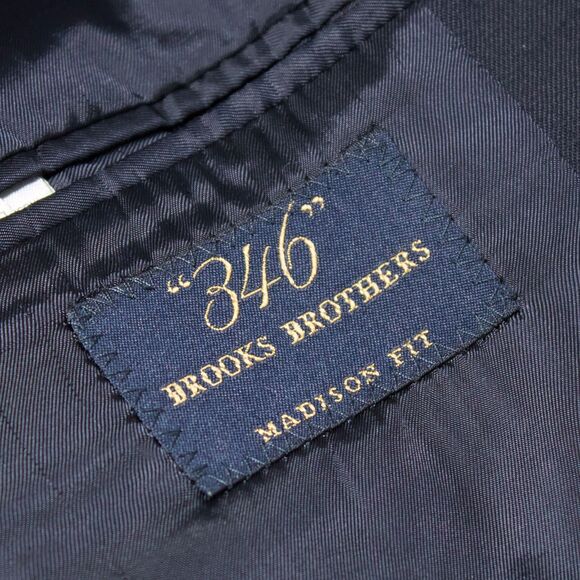 Brooks Brothers 346 Classic Navy Blue Blazer Gold Buttons 100% Wool Men Size 48L - Picture 11 of 15